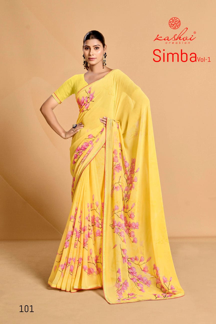 SIMBA VOL 01 By Kashvi Printed Georgette Sarees Wholesale Market In Surat